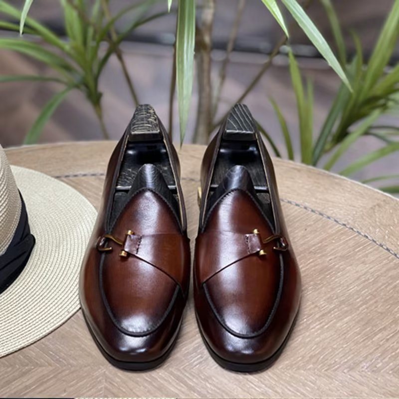 Ανδρικά Επίσημα Παπούτσια Classic Brogue Slip-ons - Καφέ