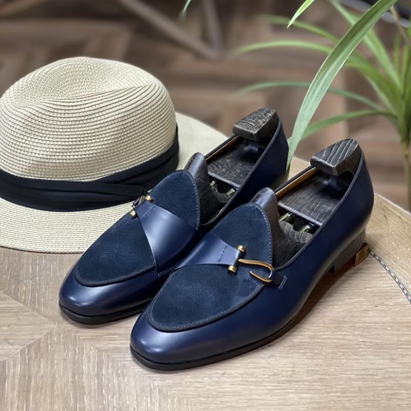 Ανδρικά Επίσημα Παπούτσια Classic Brogue Slip-ons - Μπλε