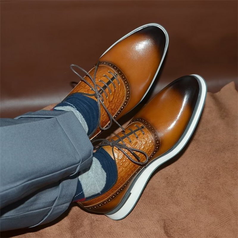 Ανδρικά Επίσημα Παπούτσια Classic Lace-up Elegance Φόρεμα - Καφέ