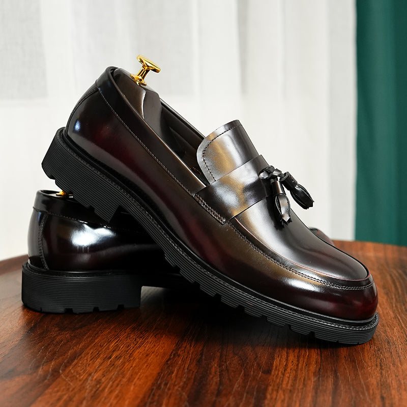 Ανδρικά Επίσημα Παπούτσια Classic Slip-on Tassel Loafers - Βουργουνδία