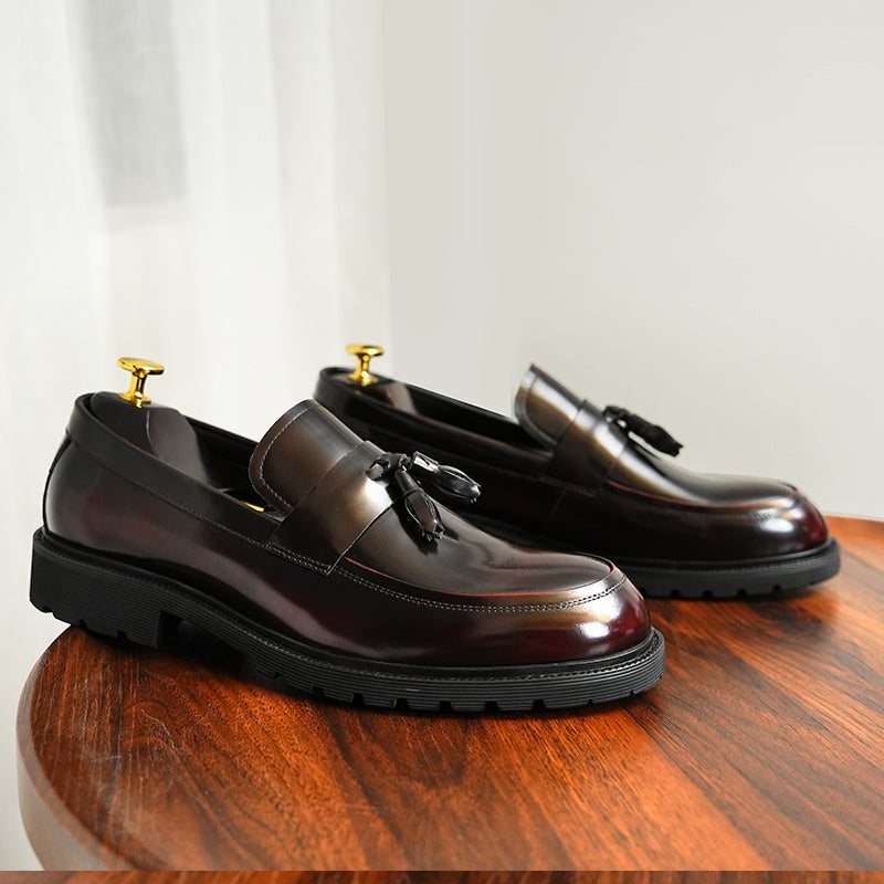 Ανδρικά Επίσημα Παπούτσια Classic Slip-on Tassel Loafers - Βουργουνδία