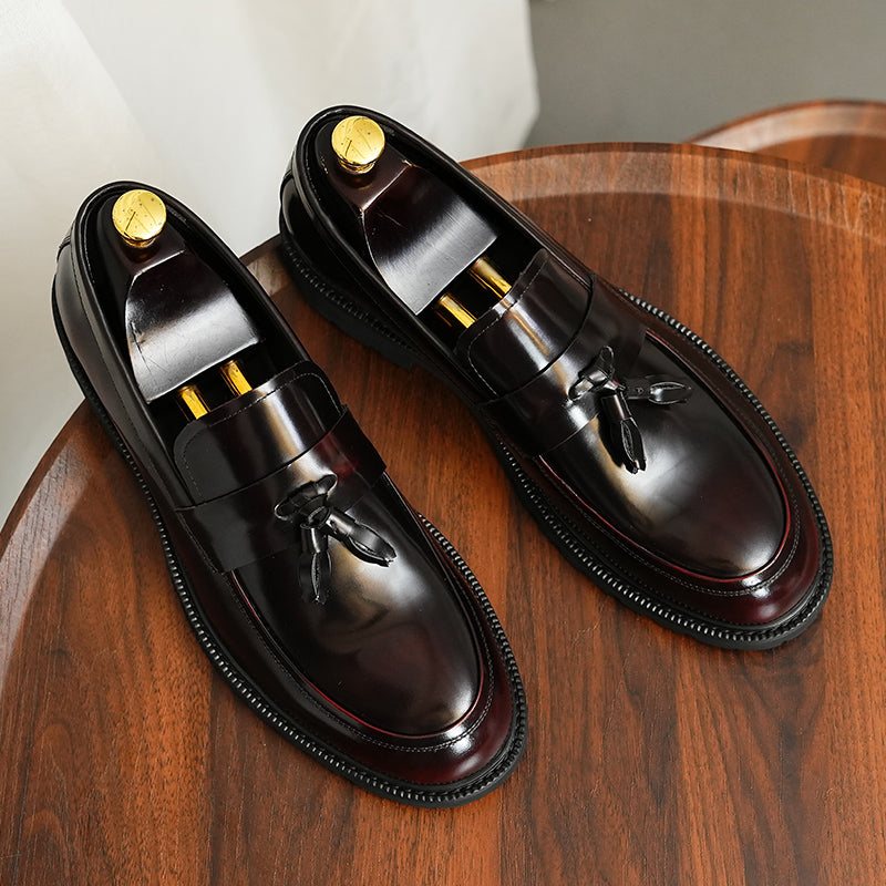 Ανδρικά Επίσημα Παπούτσια Classic Slip-on Tassel Loafers - Βουργουνδία