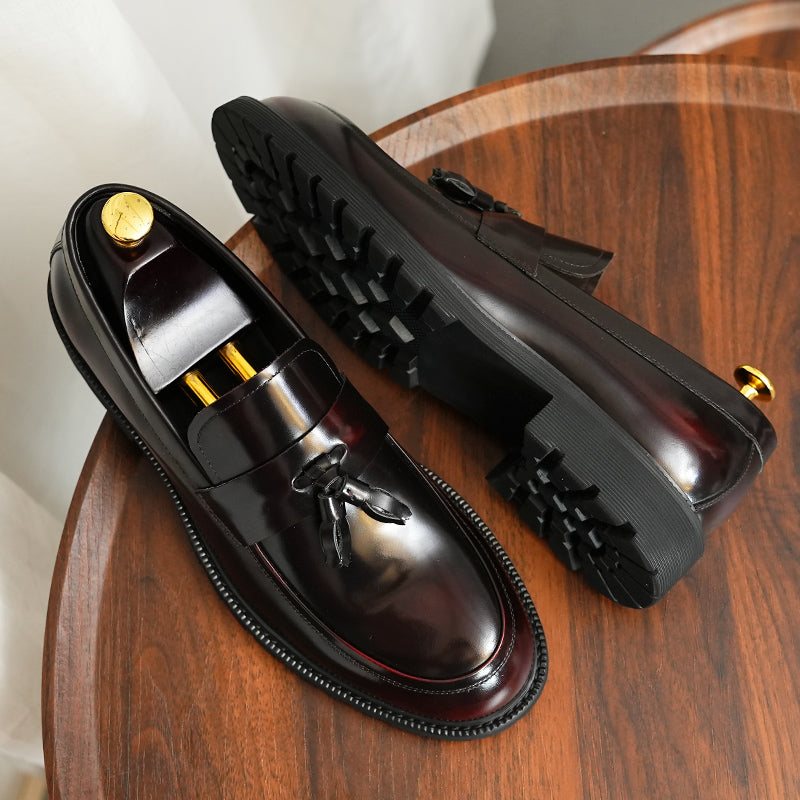 Ανδρικά Επίσημα Παπούτσια Classic Slip-on Tassel Loafers - Βουργουνδία