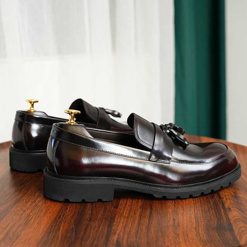 Ανδρικά Επίσημα Παπούτσια Classic Slip-on Tassel Loafers - Βουργουνδία