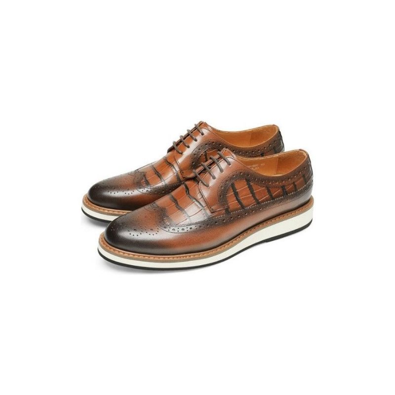 Ανδρικά Επίσημα Παπούτσια Cow Leather Designer Brogue Casual - Καφές