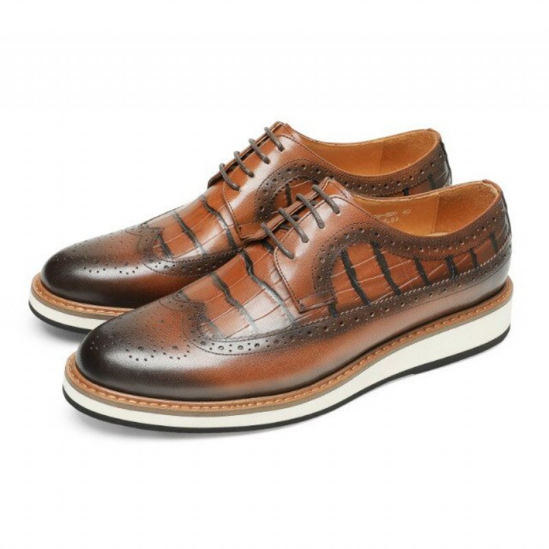 Ανδρικά Επίσημα Παπούτσια Cow Leather Designer Brogue Casual - Καφές