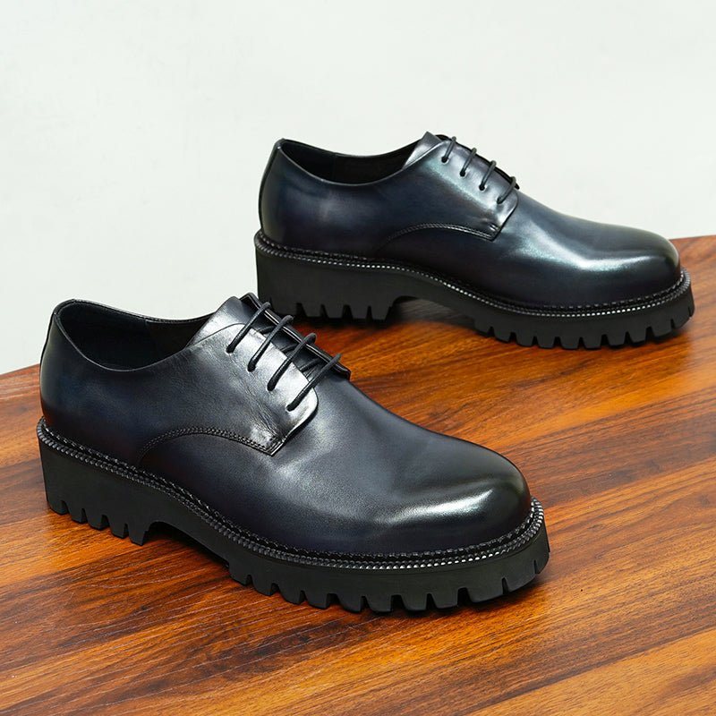 Ανδρικά Επίσημα Παπούτσια Cow Leather Lace Up Brogues - Μαύρο 