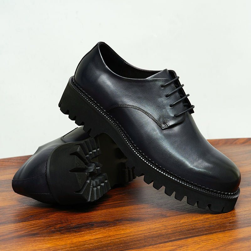 Ανδρικά Επίσημα Παπούτσια Cow Leather Lace Up Brogues - Μαύρο 