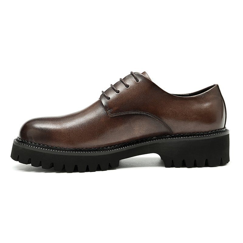 Ανδρικά Επίσημα Παπούτσια Cow Leather Lace Up Brogues - Καφές