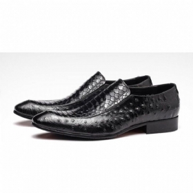 Ανδρικά Επίσημα Παπούτσια Croc Texture Leather Slip-on Oxford Brogues