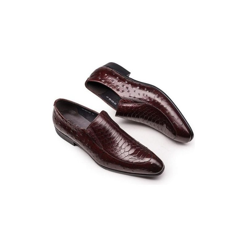 Ανδρικά Επίσημα Παπούτσια Croc Texture Leather Slip-on Oxford Brogues - Κόκκινο