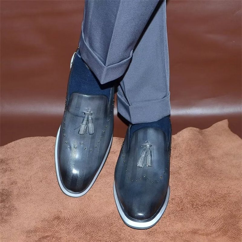 Ανδρικά Επίσημα Παπούτσια Elegance Εκλεπτυσμένα Slip-on Φόρεμα - Γκρι