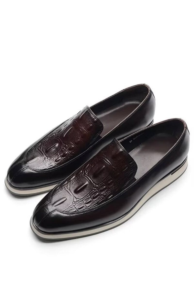 Ανδρικά Επίσημα Παπούτσια Elegant Slip-on Δερμάτινο Φόρεμα Essentials - Καφέ