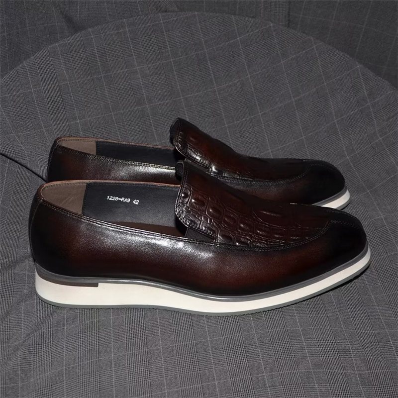 Ανδρικά Επίσημα Παπούτσια Elegant Slip-on Δερμάτινο Φόρεμα Essentials - Καφέ