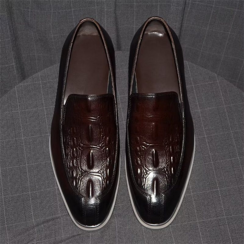 Ανδρικά Επίσημα Παπούτσια Elegant Slip-on Δερμάτινο Φόρεμα Essentials - Καφέ