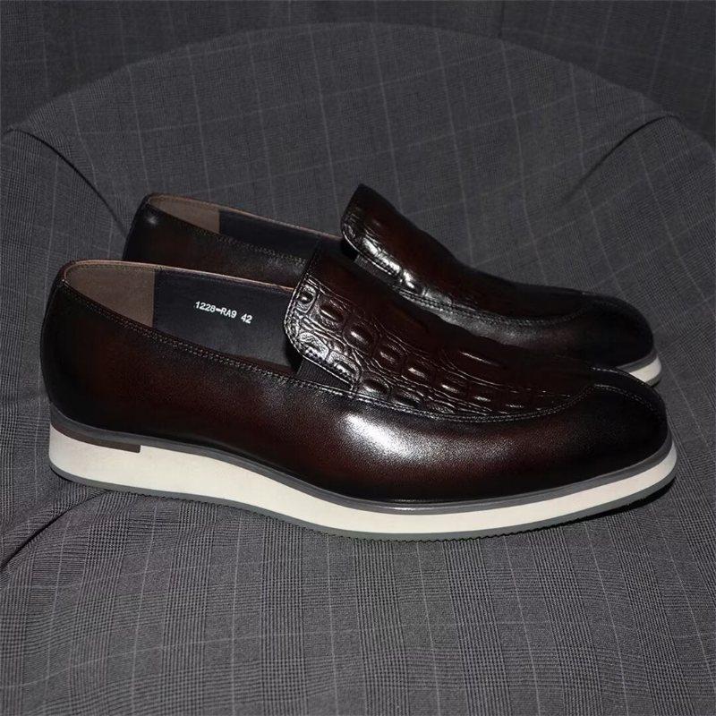 Ανδρικά Επίσημα Παπούτσια Elegant Slip-on Δερμάτινο Φόρεμα Essentials - Καφέ