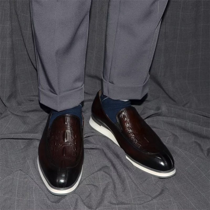 Ανδρικά Επίσημα Παπούτσια Elegant Slip-on Δερμάτινο Φόρεμα Essentials - Καφέ