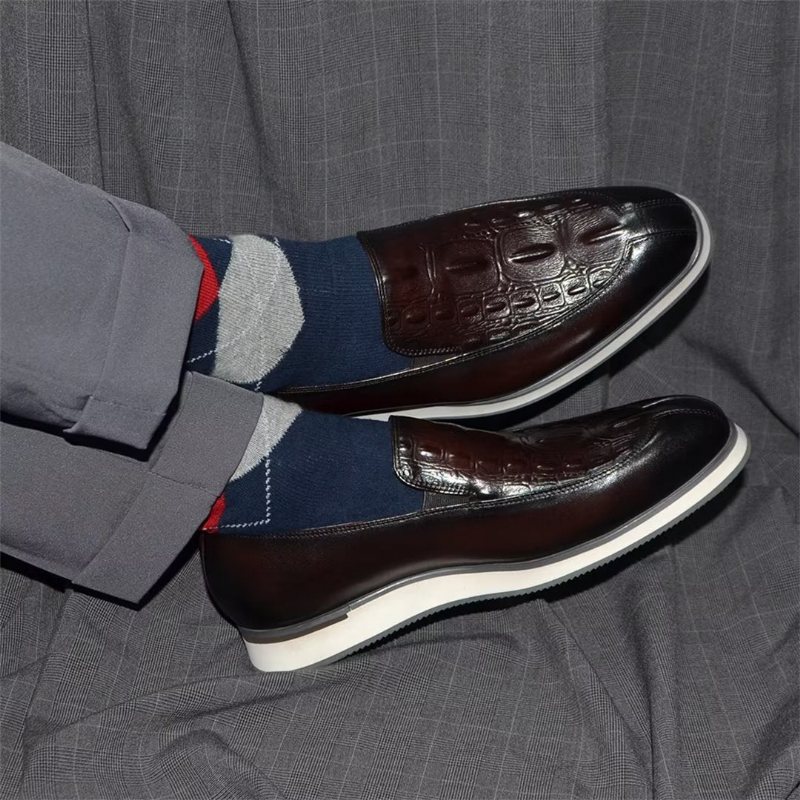 Ανδρικά Επίσημα Παπούτσια Elegant Slip-on Δερμάτινο Φόρεμα Essentials - Καφέ