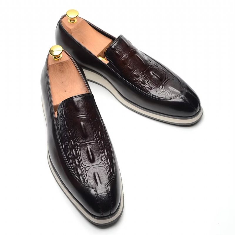 Ανδρικά Επίσημα Παπούτσια Elegant Slip-on Δερμάτινο Φόρεμα Essentials - Καφέ