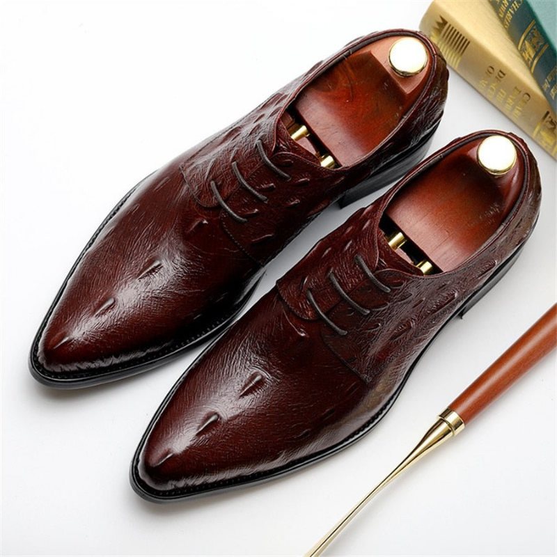 Ανδρικά Επίσημα Παπούτσια Executive Lace Up Oxford Φόρεμα - Κόκκινο