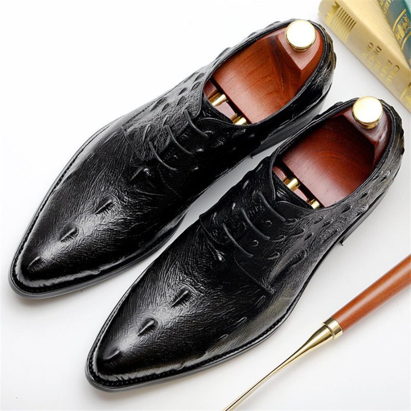 Ανδρικά Επίσημα Παπούτσια Executive Lace Up Oxford Φόρεμα - Μαύρο