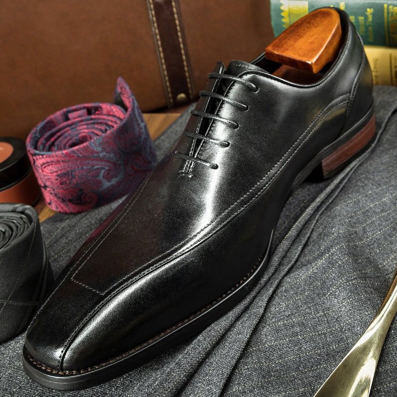 Ανδρικά Επίσημα Παπούτσια Exotic Brogue Δερμάτινα Με Κορδόνια - Μαύρο 