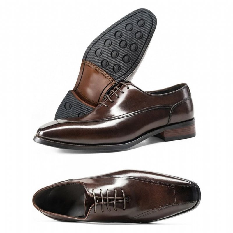 Ανδρικά Επίσημα Παπούτσια Exotic Brogue Δερμάτινα Με Κορδόνια - Καφές