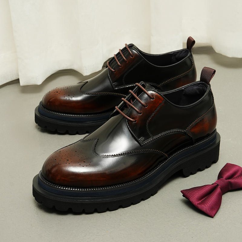 Ανδρικά Επίσημα Παπούτσια Exotic Brogue Με Κορδόνια - Καφές