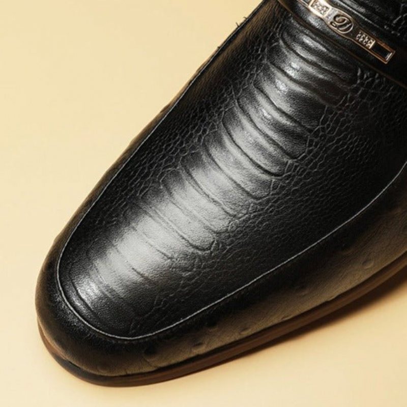 Ανδρικά Επίσημα Παπούτσια Exotic Crocodile Lace-up Formal Loafers - Μαύρο