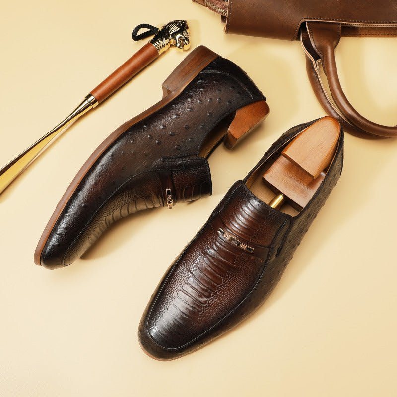 Ανδρικά Επίσημα Παπούτσια Exotic Crocodile Lace-up Formal Loafers - Κόκκινο