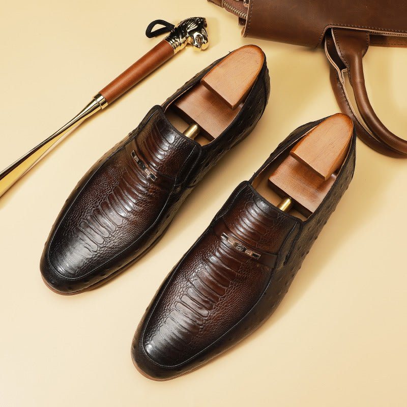 Ανδρικά Επίσημα Παπούτσια Exotic Crocodile Lace-up Formal Loafers - Κόκκινο