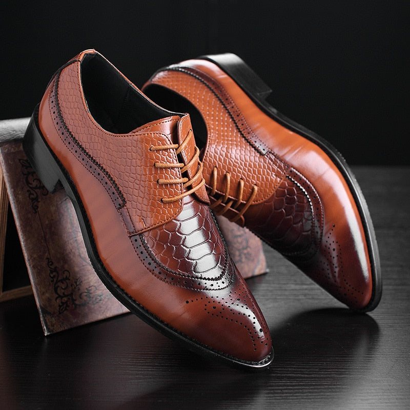 Ανδρικά Επίσημα Παπούτσια Exotic Lace Up Derby - Καφέ