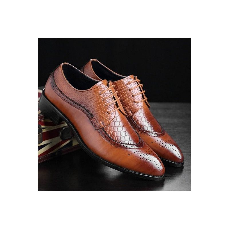 Ανδρικά Επίσημα Παπούτσια Exotic Lace Up Derby - Καφέ