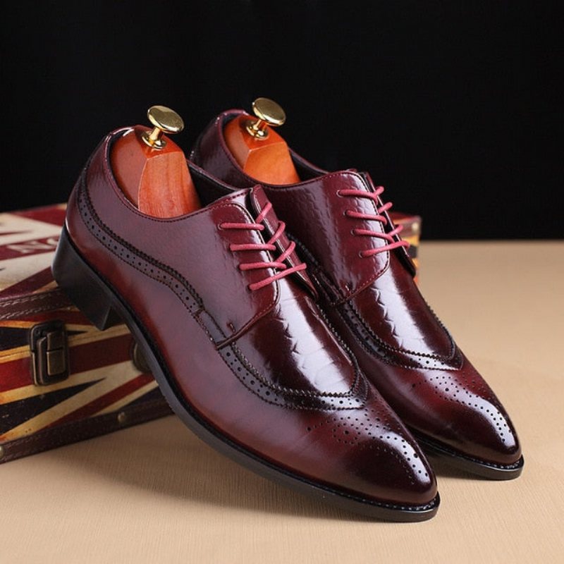 Ανδρικά Επίσημα Παπούτσια Exotic Lace Up Derby - Κόκκινο