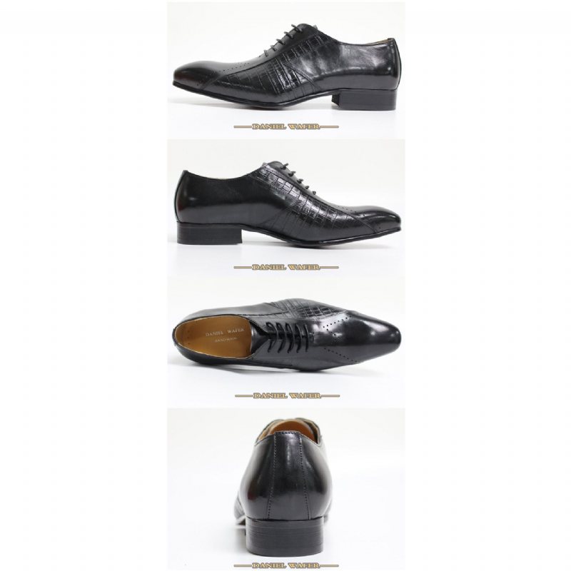 Ανδρικά Επίσημα Παπούτσια Exotic Lace-up Oxford - Μαύρο 