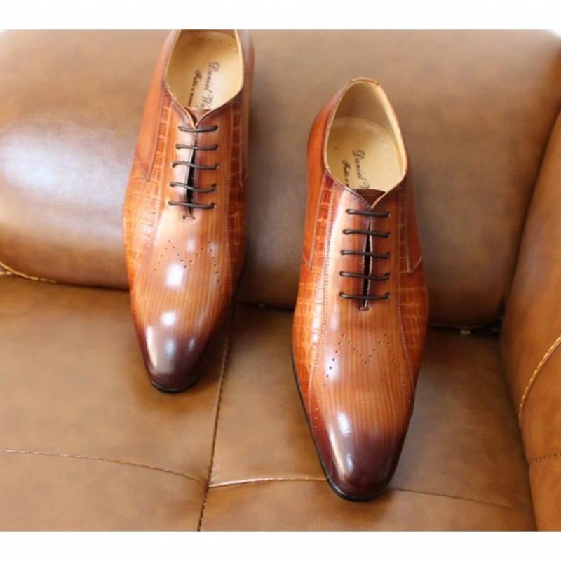 Ανδρικά Επίσημα Παπούτσια Exotic Lace-up Oxford - Καφές