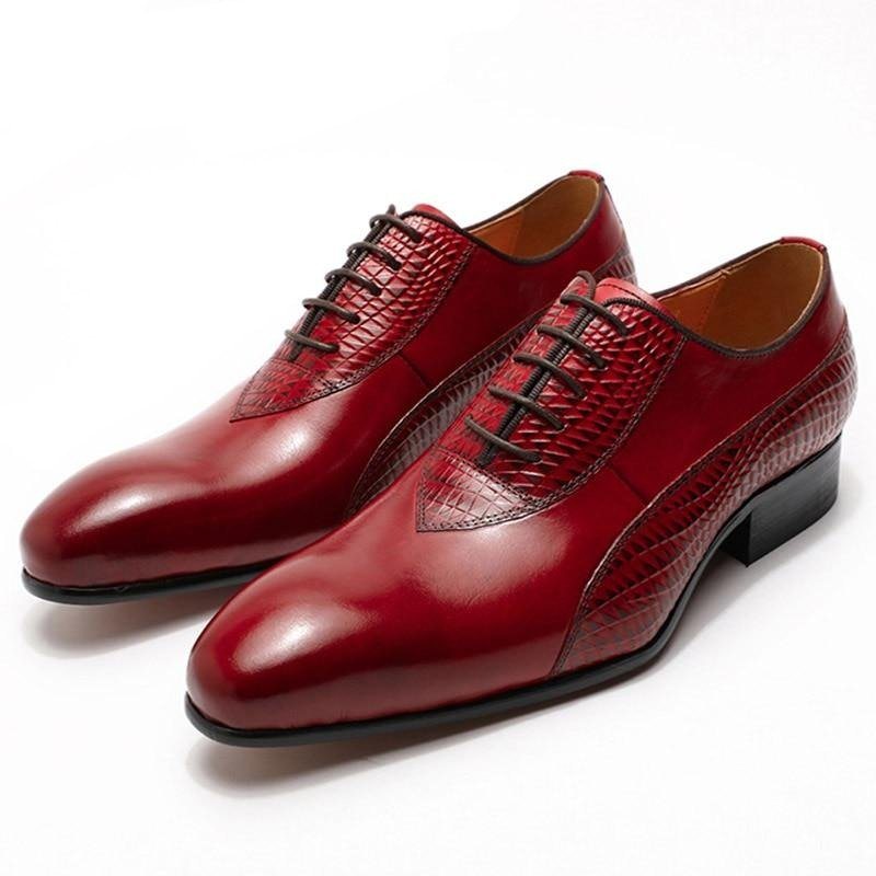 Ανδρικά Επίσημα Παπούτσια Exotic Lace Up Oxford - Κόκκινο