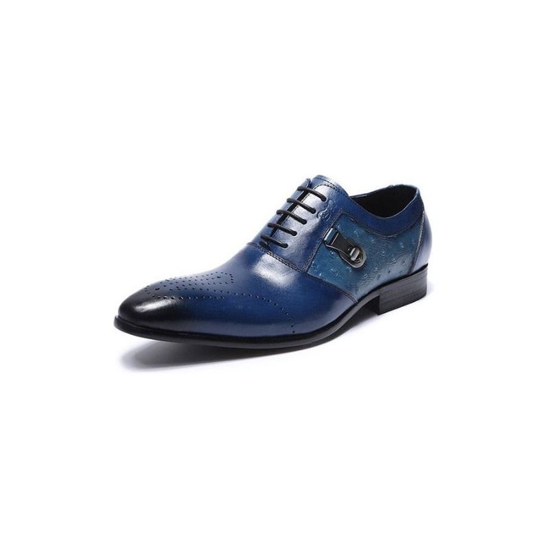 Ανδρικά Επίσημα Παπούτσια Exotic Lace-up Oxford Brogue Casual - Μπλε 