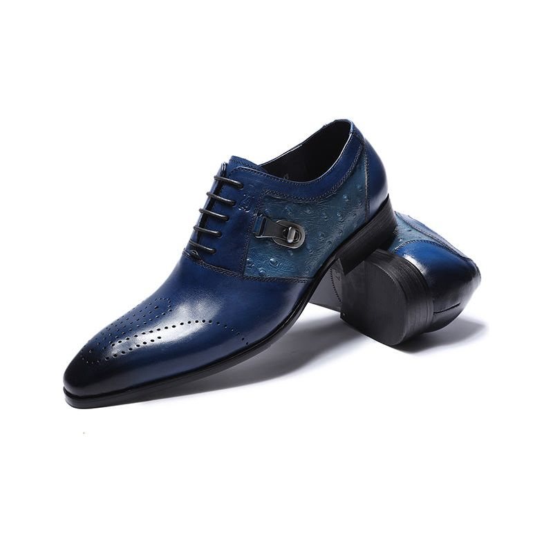 Ανδρικά Επίσημα Παπούτσια Exotic Lace-up Oxford Brogue Casual - Μπλε 