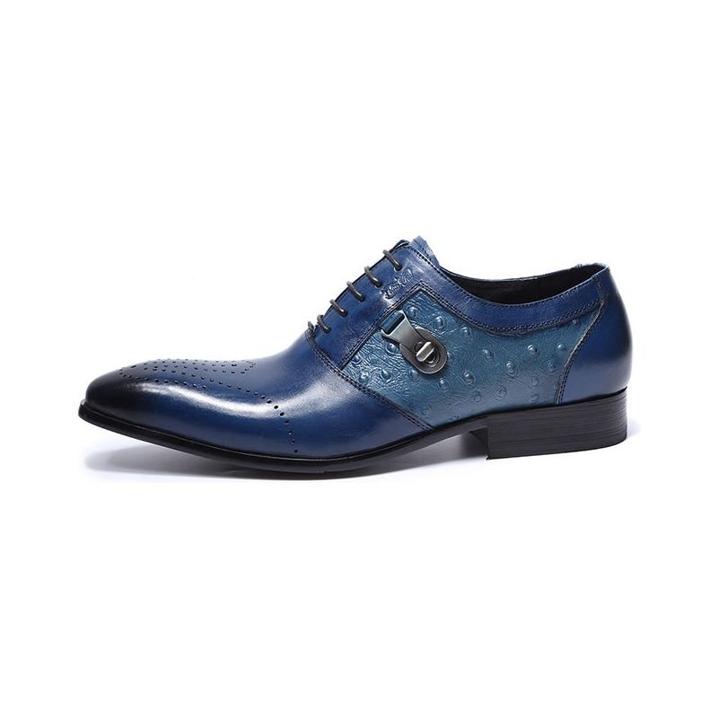 Ανδρικά Επίσημα Παπούτσια Exotic Lace-up Oxford Brogue Casual - Μπλε 