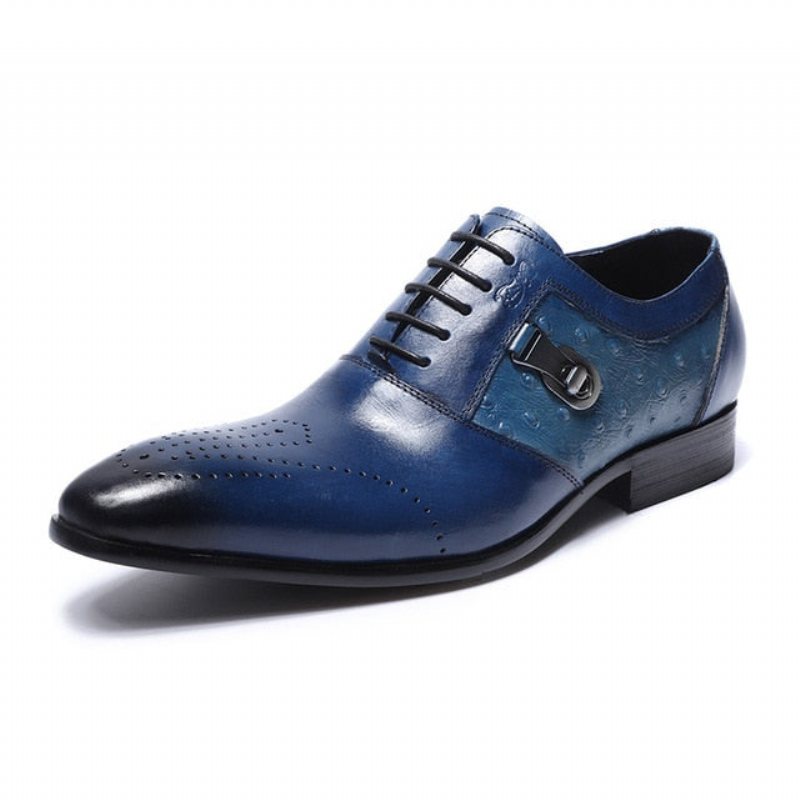 Ανδρικά Επίσημα Παπούτσια Exotic Lace-up Oxford Brogue Casual - Μπλε 