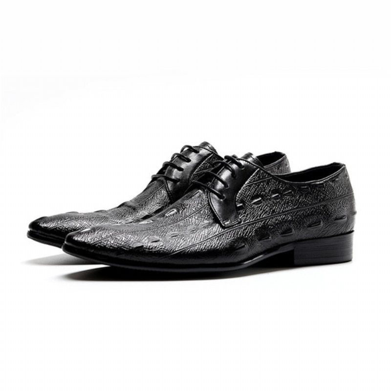 Ανδρικά Επίσημα Παπούτσια Exotic Lace Up Oxford Φόρεμα - Μαύρο