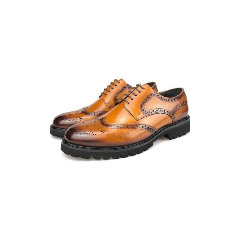 Ανδρικά Επίσημα Παπούτσια Exotic Lace-up Δερμάτινα Brogue - Καφές