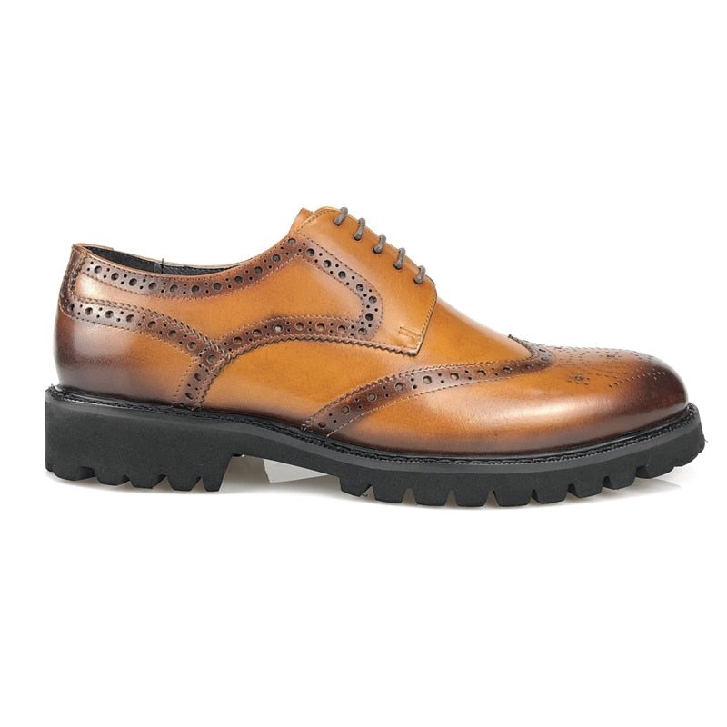 Ανδρικά Επίσημα Παπούτσια Exotic Lace-up Δερμάτινα Brogue - Καφές