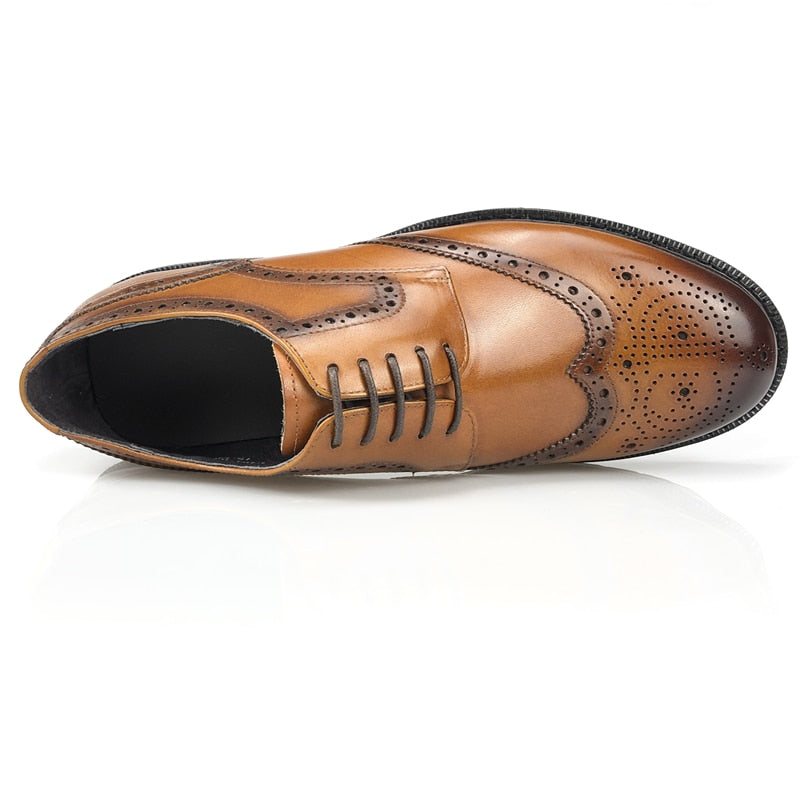 Ανδρικά Επίσημα Παπούτσια Exotic Lace-up Δερμάτινα Brogue - Καφές