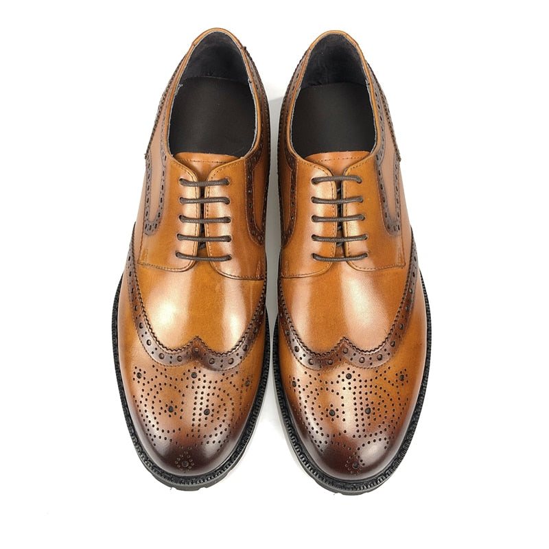 Ανδρικά Επίσημα Παπούτσια Exotic Lace-up Δερμάτινα Brogue - Καφές