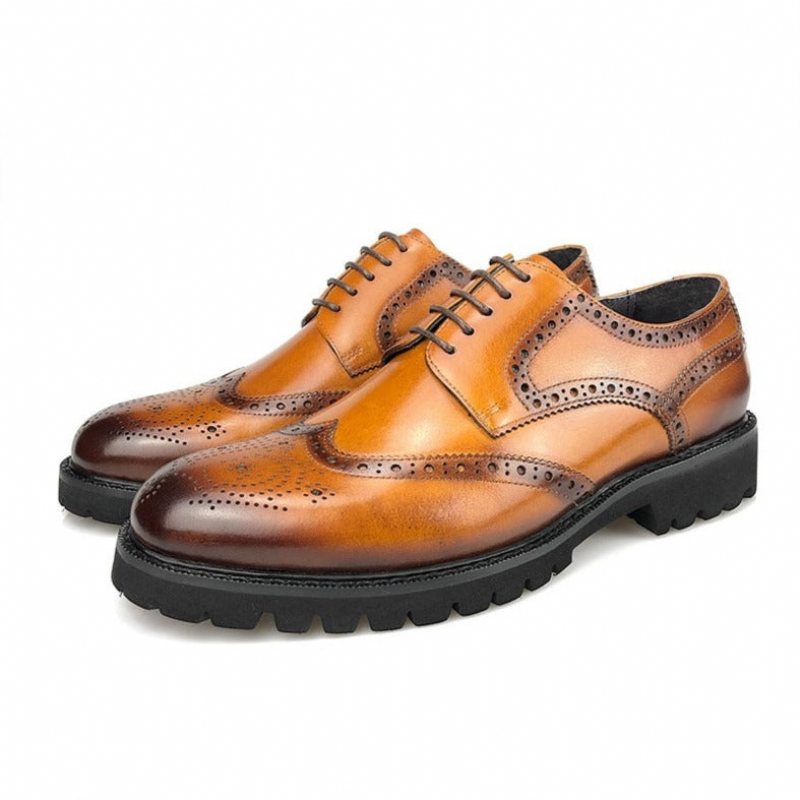 Ανδρικά Επίσημα Παπούτσια Exotic Lace-up Δερμάτινα Brogue - Καφές