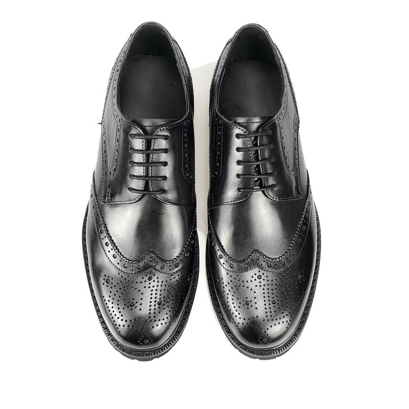 Ανδρικά Επίσημα Παπούτσια Exotic Lace-up Δερμάτινα Brogue - Μαύρο