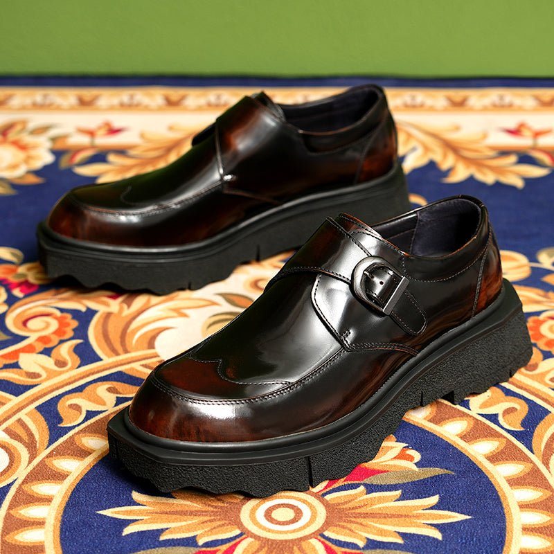 Ανδρικά Επίσημα Παπούτσια Exotic Leather Slip-on Designer Wedding Brogues - Καφές