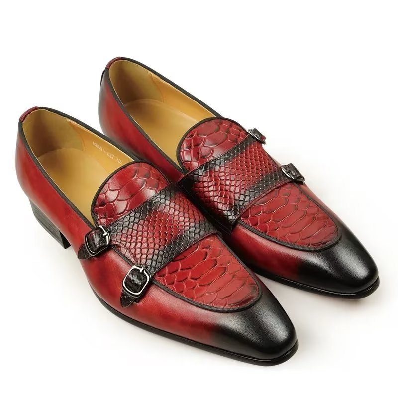 Ανδρικά Επίσημα Παπούτσια Exotic Metal Toe Slip-on Loafers - Κόκκινο